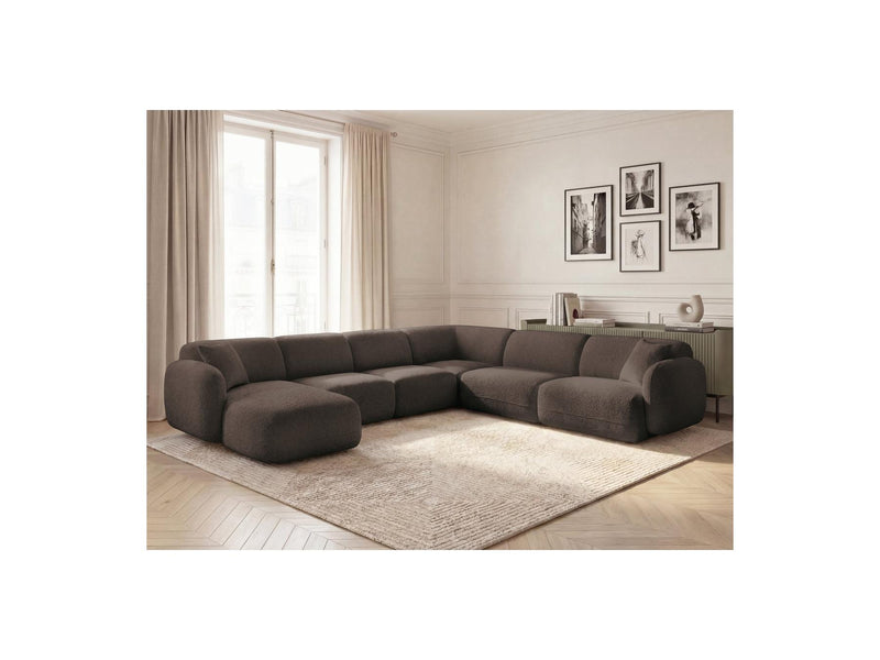 Anda - Modular Fixed Panoramic Sofa - With 1 Chaise Lounge, 2 Low Chairs and 1 Small Corner - Right Angle