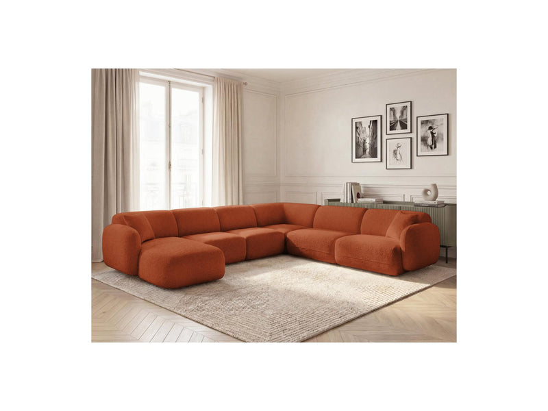 Anda - Modular Fixed Panoramic Sofa - With 1 Chaise Lounge, 2 Low Chairs and 1 Small Corner - Right Angle