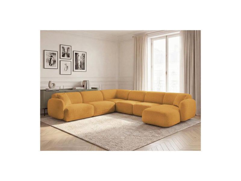 Anda - Sofá Panorámico Fijo Modular - Con 1 Chaise Lounge, 2 Sillones Bajos y 1 Rinconera Pequeña - Esquina Izquierda