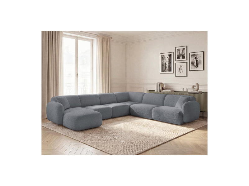 Anda - Modular Fixed Panoramic Sofa - With 1 Chaise Lounge, 2 Low Chairs and 1 Small Corner - Right Angle