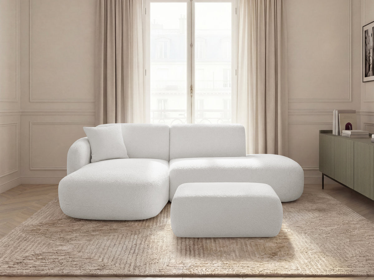 Anda - Canapé D'Angle Fixe Modulable Avec 1 Méridienne, 1 Chauffeuse Bout De Canapé Et 1 Pouf - Angle Gauche