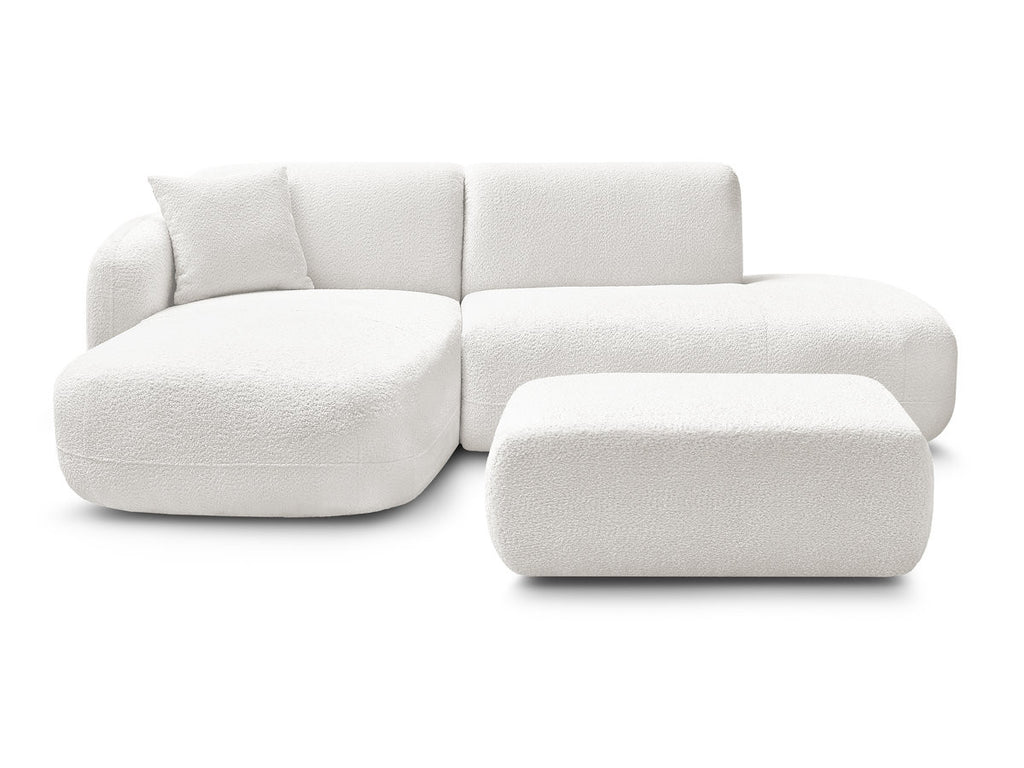 Anda - Canapé D'Angle Fixe Modulable Avec 1 Méridienne, 1 Chauffeuse Bout De Canapé Et 1 Pouf - Angle Gauche