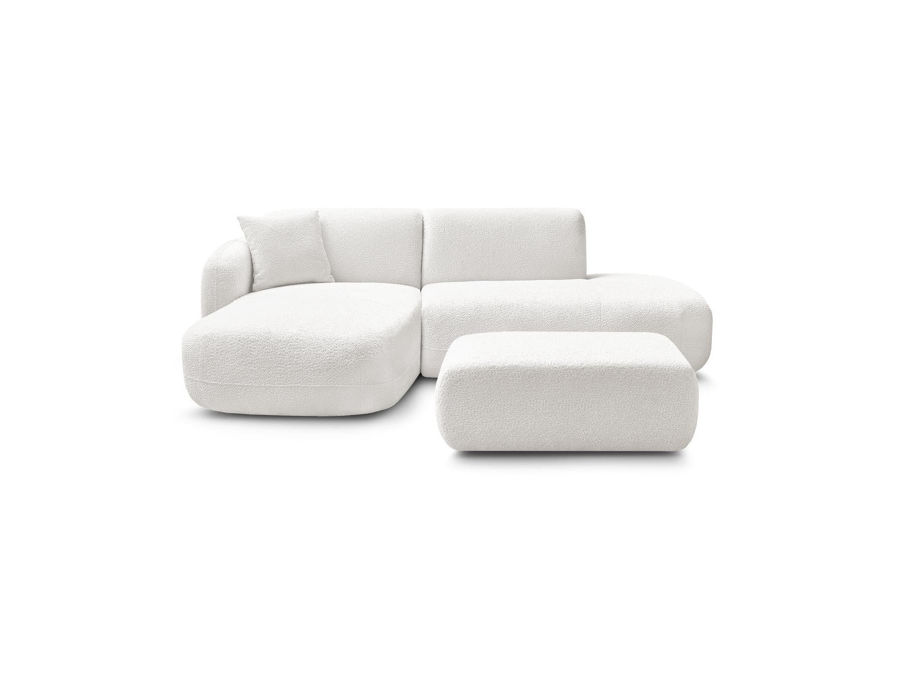 Anda - Canapé D'Angle Fixe Modulable Avec 1 Méridienne, 1 Chauffeuse Bout De Canapé Et 1 Pouf - Angle Gauche