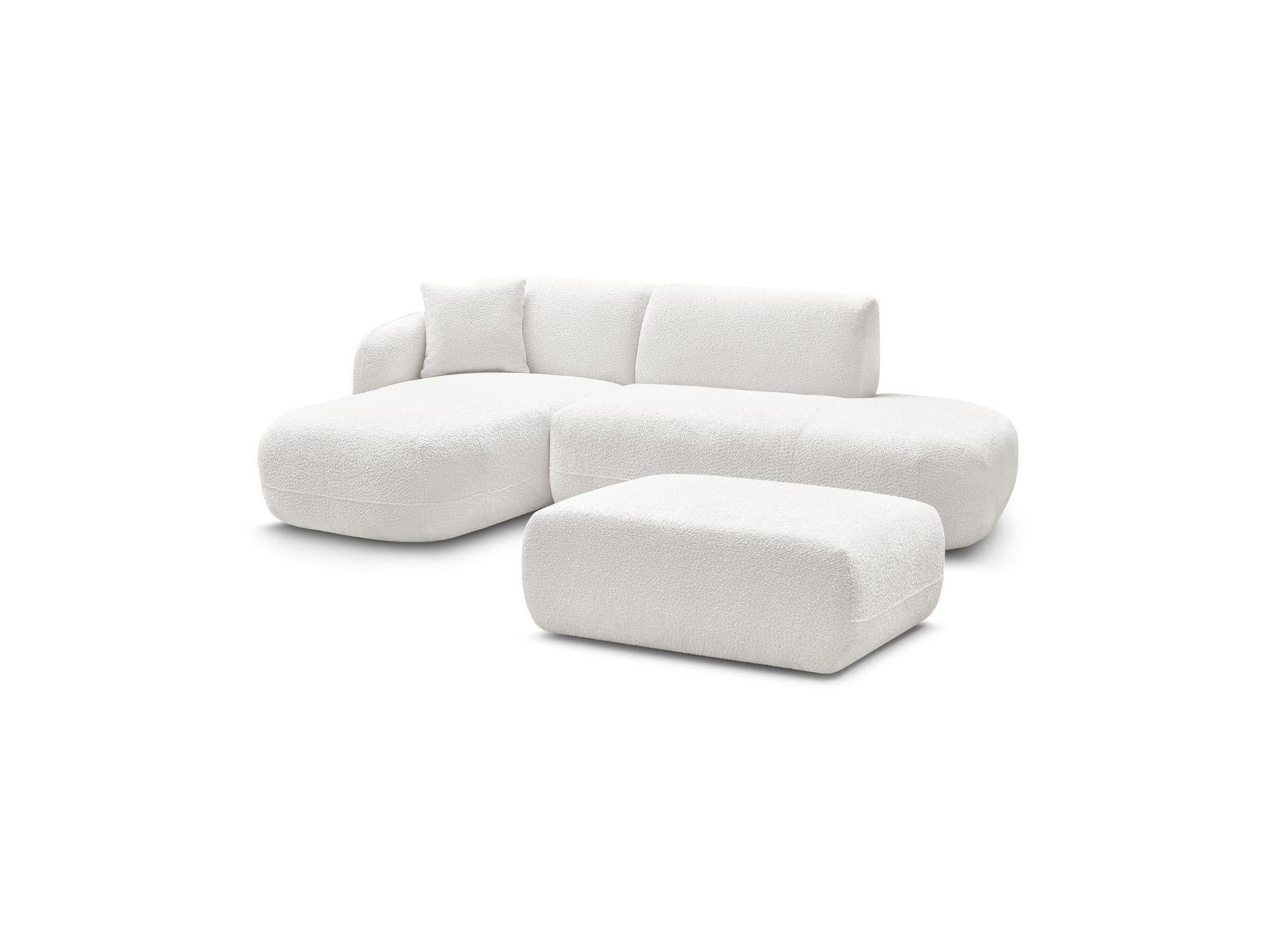 Anda - Canapé D'Angle Fixe Modulable Avec 1 Méridienne, 1 Chauffeuse Bout De Canapé Et 1 Pouf - Angle Gauche