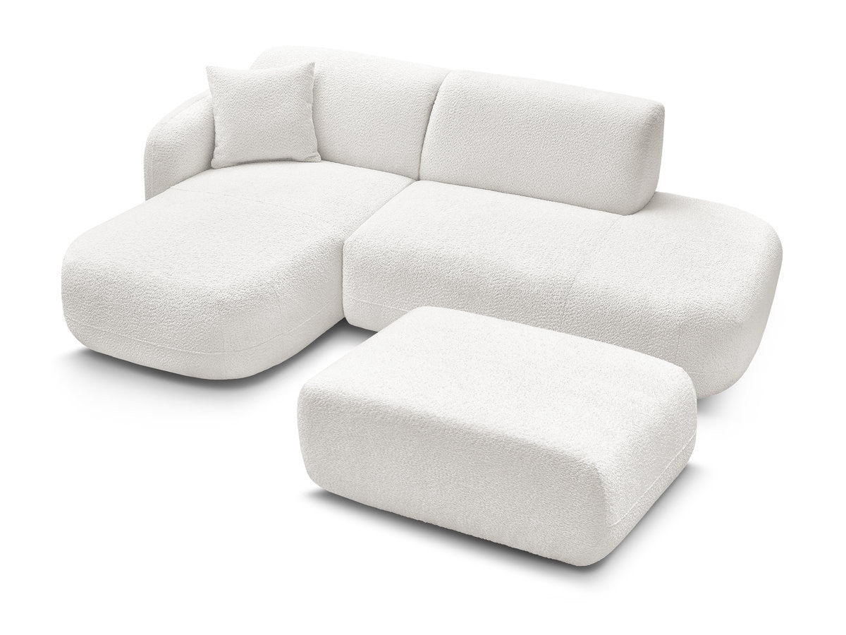 Anda - Canapé D'Angle Fixe Modulable Avec 1 Méridienne, 1 Chauffeuse Bout De Canapé Et 1 Pouf - Angle Gauche