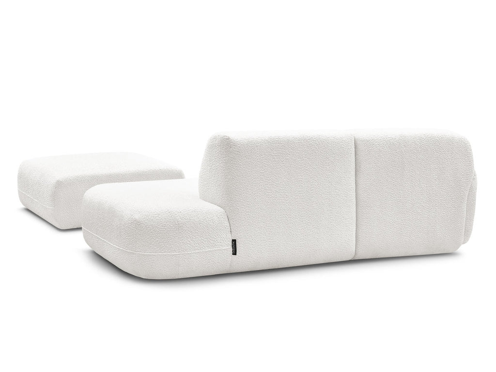 Anda - Canapé D'Angle Fixe Modulable Avec 1 Méridienne, 1 Chauffeuse Bout De Canapé Et 1 Pouf - Angle Gauche