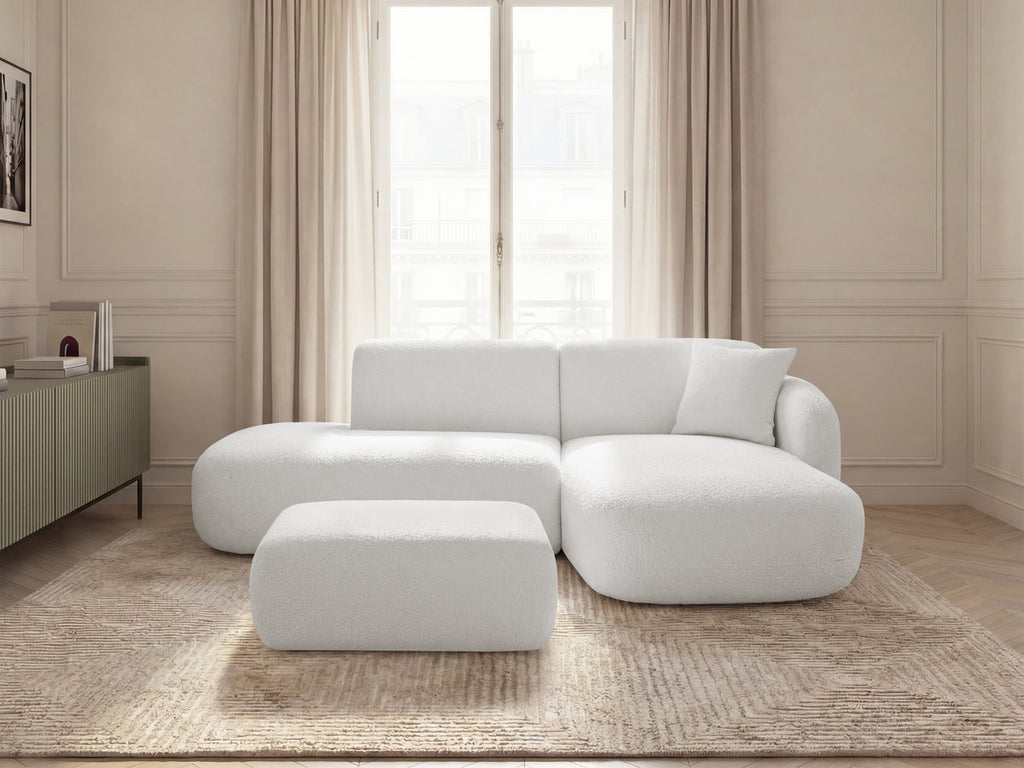 Anda - Canapé D'Angle Fixe Modulable Avec 1 Méridienne, 1 Chauffeuse Bout De Canapé Et 1 Pouf - Angle Droit