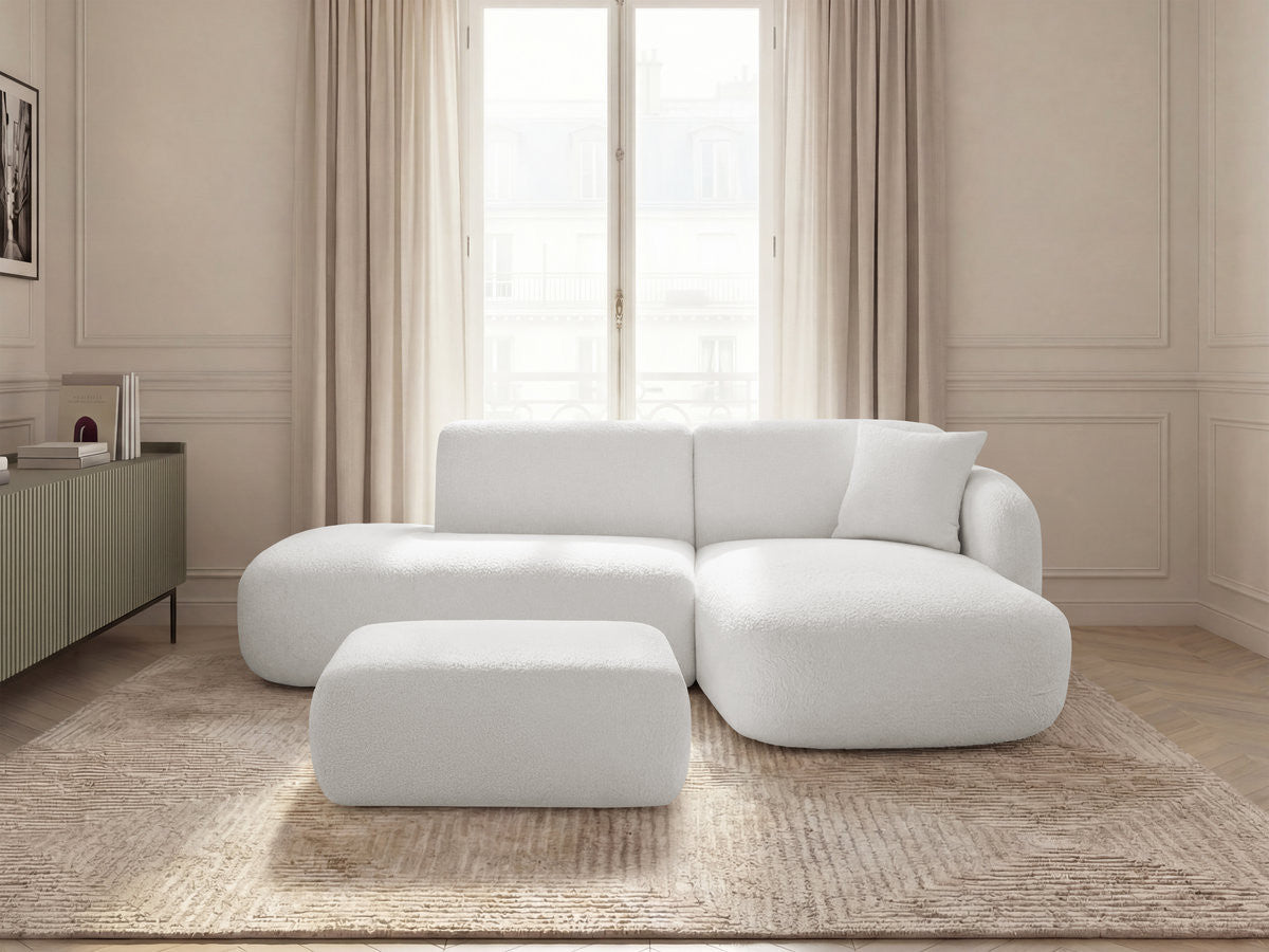 Anda - Canapé D'Angle Fixe Modulable Avec 1 Méridienne, 1 Chauffeuse Bout De Canapé Et 1 Pouf - Angle Droit
