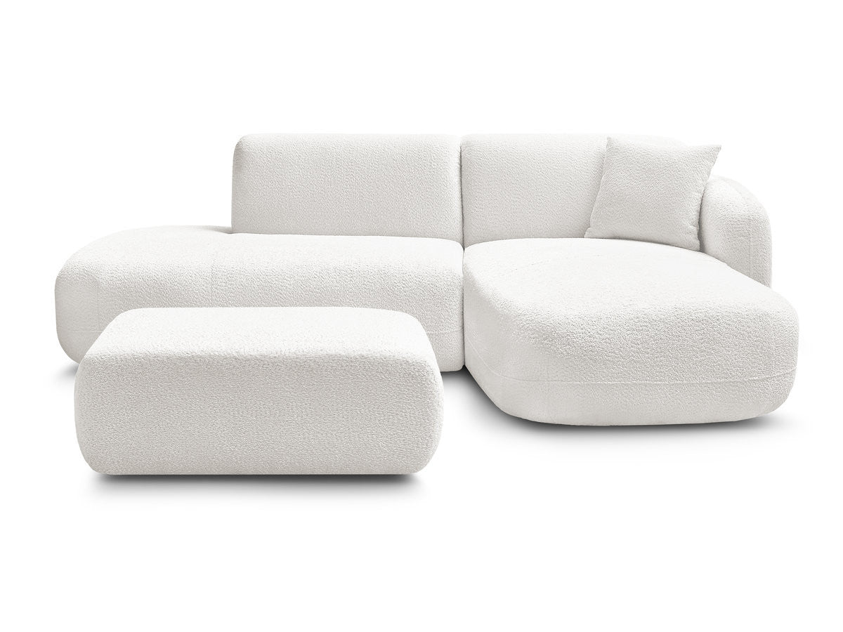 Anda - Canapé D'Angle Fixe Modulable Avec 1 Méridienne, 1 Chauffeuse Bout De Canapé Et 1 Pouf - Angle Droit