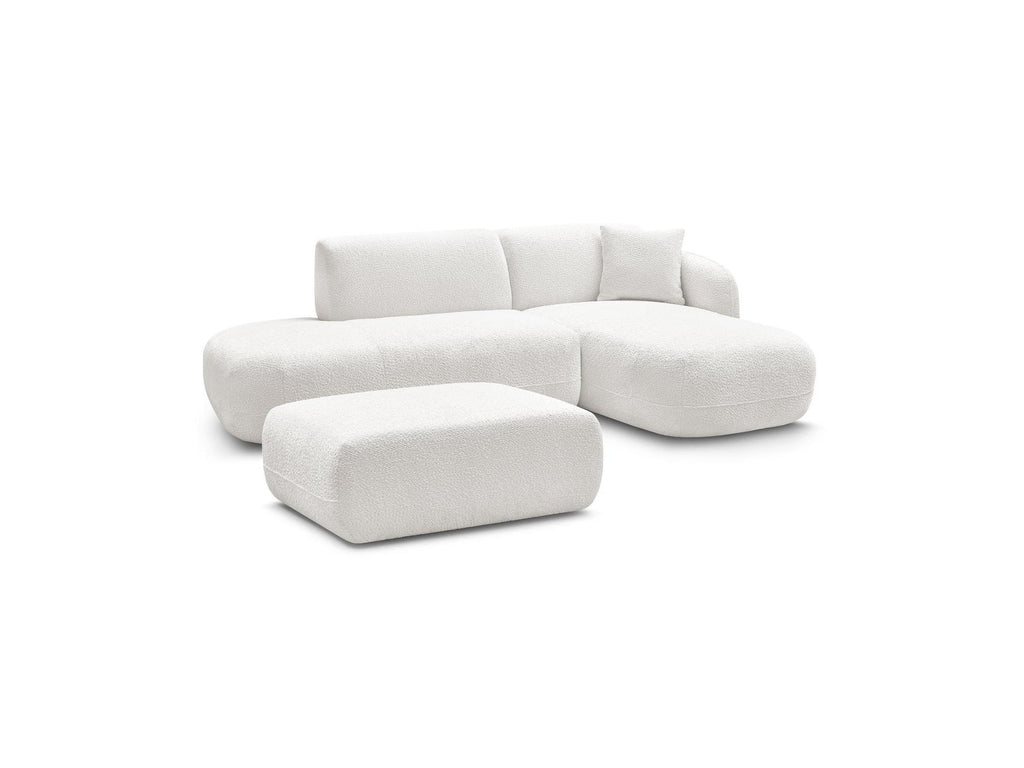 Anda - Canapé D'Angle Fixe Modulable Avec 1 Méridienne, 1 Chauffeuse Bout De Canapé Et 1 Pouf - Angle Droit