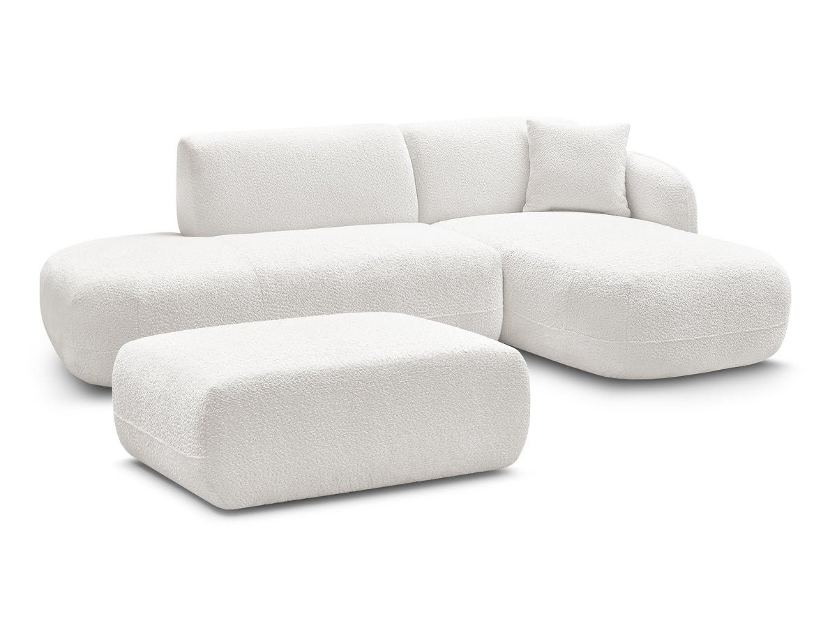 Anda - Canapé D'Angle Fixe Modulable Avec 1 Méridienne, 1 Chauffeuse Bout De Canapé Et 1 Pouf - Angle Droit