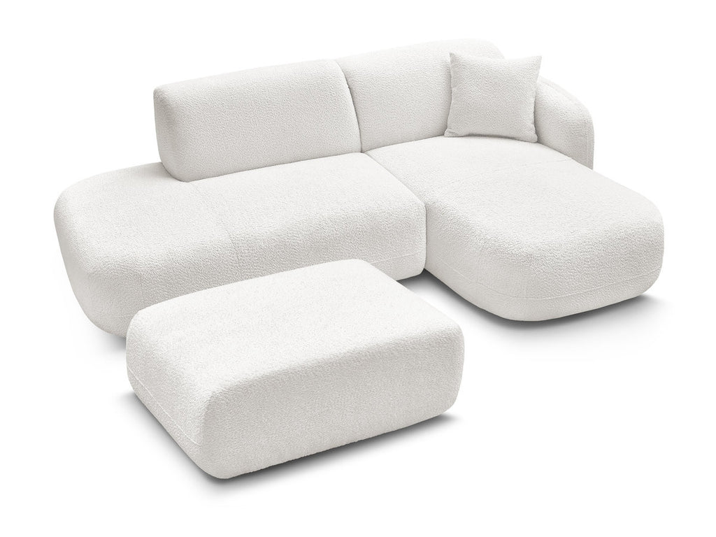 Anda - Canapé D'Angle Fixe Modulable Avec 1 Méridienne, 1 Chauffeuse Bout De Canapé Et 1 Pouf - Angle Droit