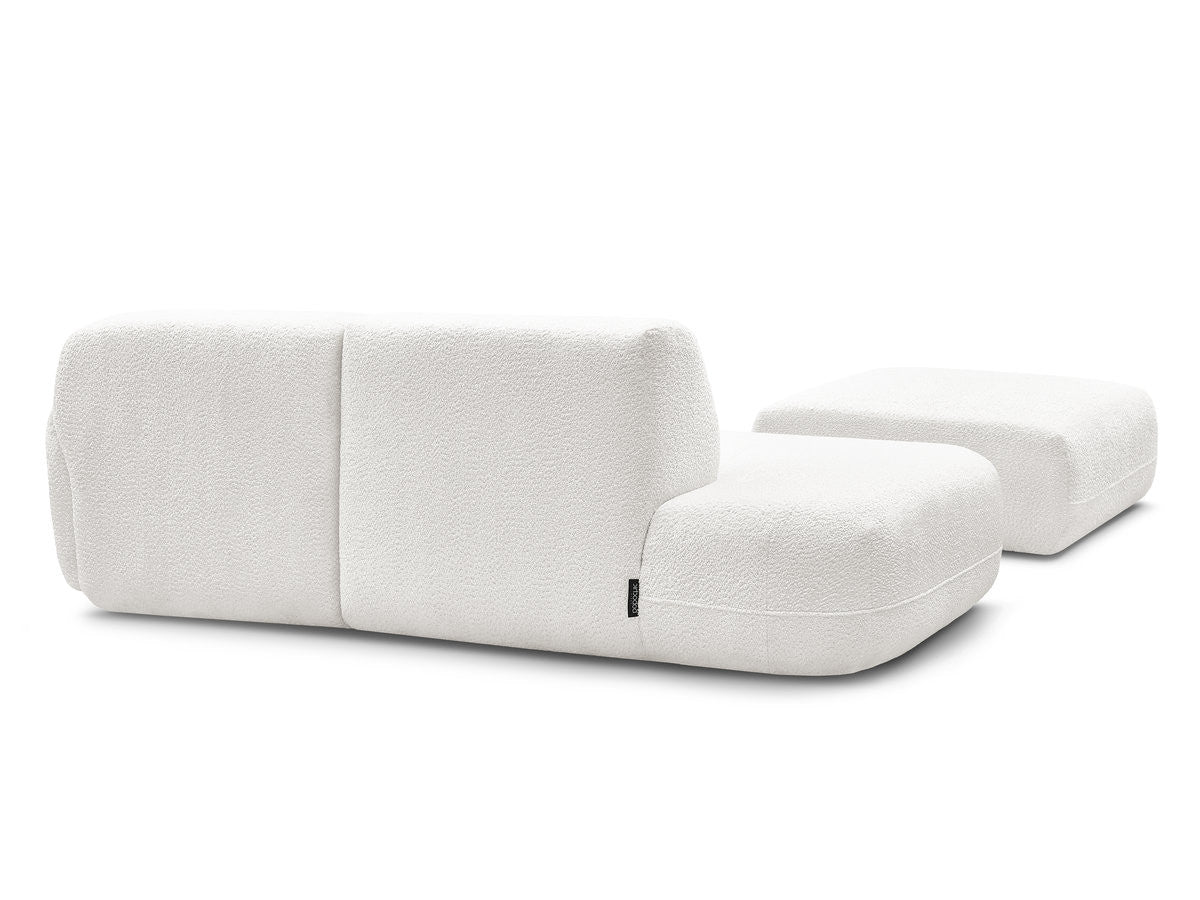 Anda - Canapé D'Angle Fixe Modulable Avec 1 Méridienne, 1 Chauffeuse Bout De Canapé Et 1 Pouf - Angle Droit