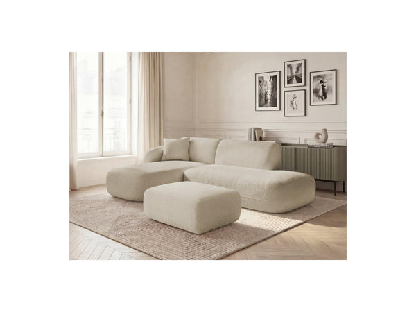Anda - Modular Fixed Corner Sofa with 1 Chaise Longue, 1 Armless End Unit and 1 Pouffe - Left-Hand Corner