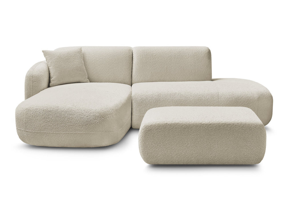 Anda - Canapé D'Angle Fixe Modulable Avec 1 Méridienne, 1 Chauffeuse Bout De Canapé Et 1 Pouf - Angle Gauche