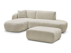 Anda - Canapé D'Angle Fixe Modulable Avec 1 Méridienne, 1 Chauffeuse Bout De Canapé Et 1 Pouf - Angle Gauche