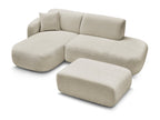 Anda - Canapé D'Angle Fixe Modulable Avec 1 Méridienne, 1 Chauffeuse Bout De Canapé Et 1 Pouf - Angle Gauche