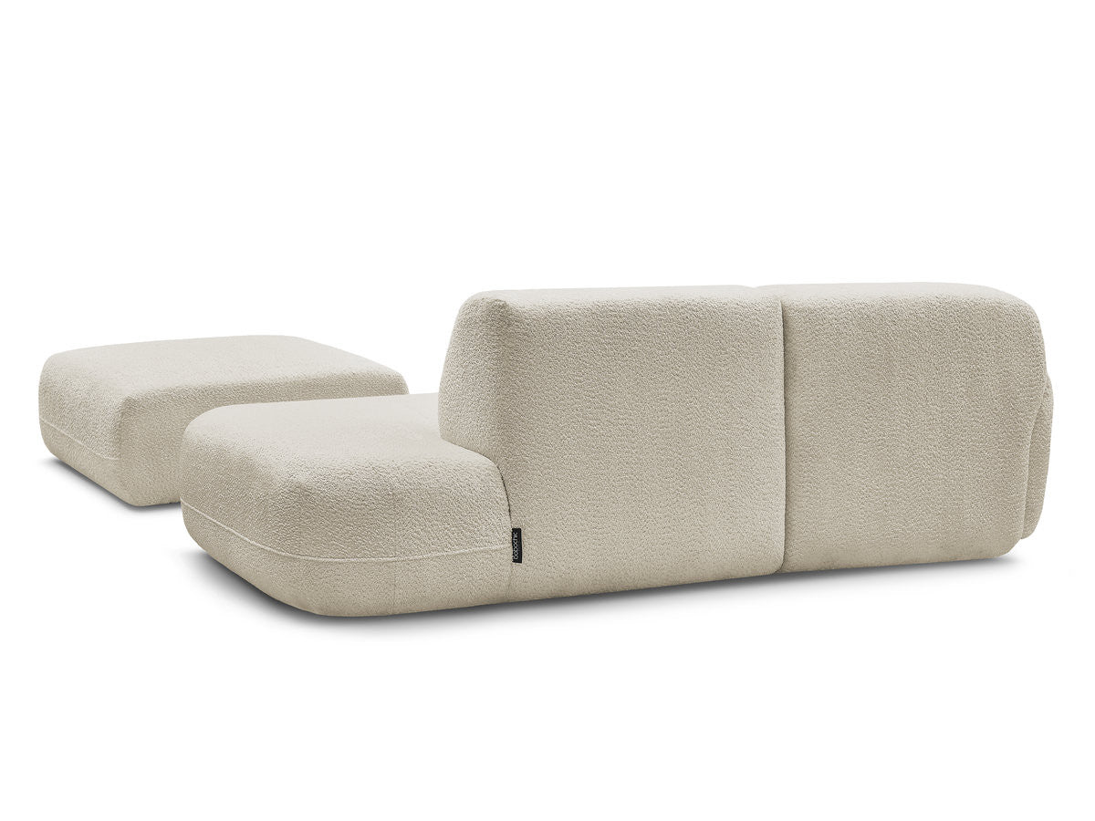 Anda - Canapé D'Angle Fixe Modulable Avec 1 Méridienne, 1 Chauffeuse Bout De Canapé Et 1 Pouf - Angle Gauche