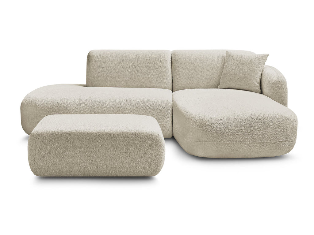 Anda - Canapé D'Angle Fixe Modulable Avec 1 Méridienne, 1 Chauffeuse Bout De Canapé Et 1 Pouf - Angle Droit