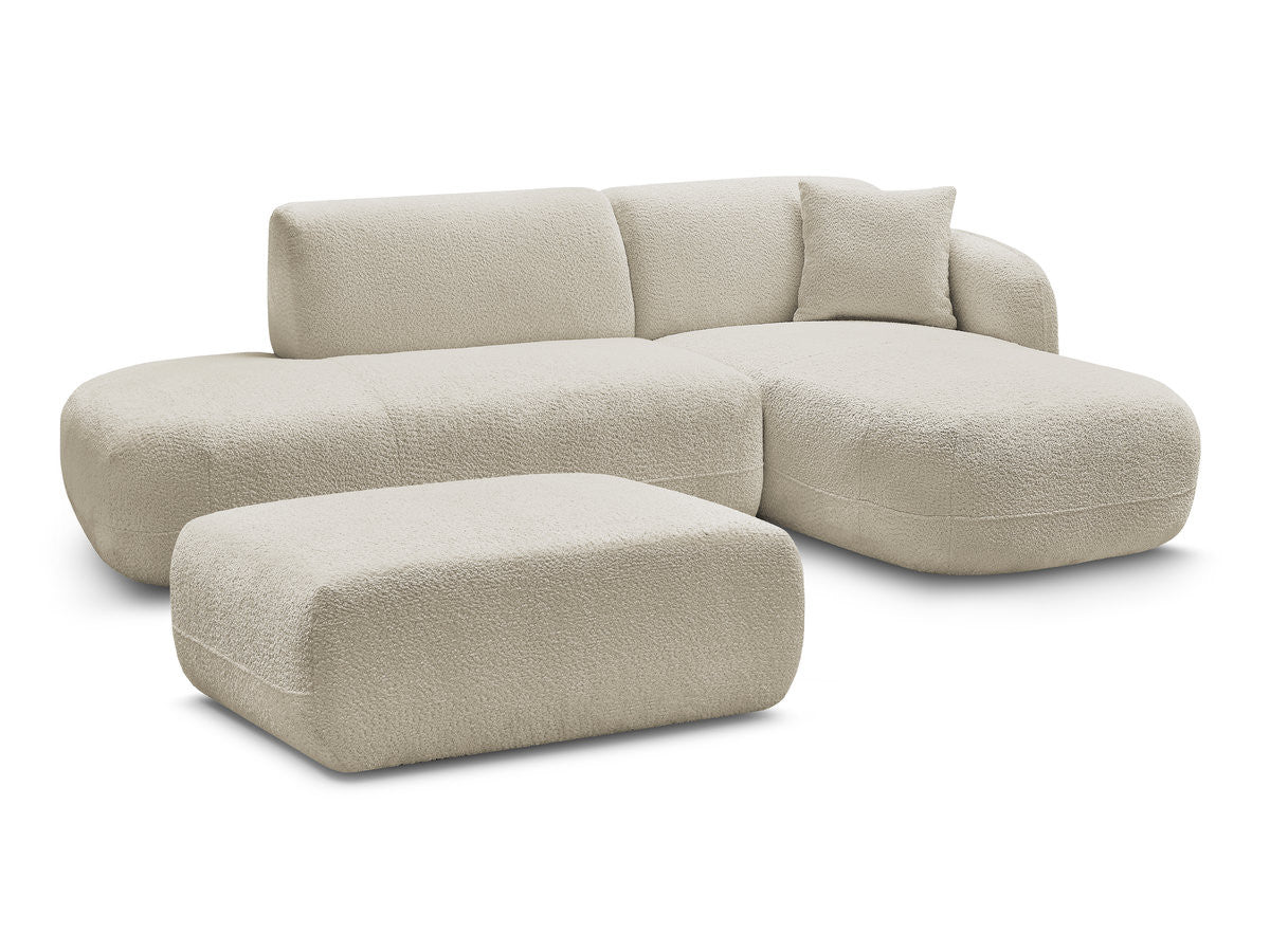 Anda - Canapé D'Angle Fixe Modulable Avec 1 Méridienne, 1 Chauffeuse Bout De Canapé Et 1 Pouf - Angle Droit