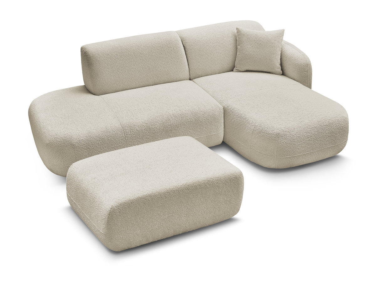 Anda - Canapé D'Angle Fixe Modulable Avec 1 Méridienne, 1 Chauffeuse Bout De Canapé Et 1 Pouf - Angle Droit