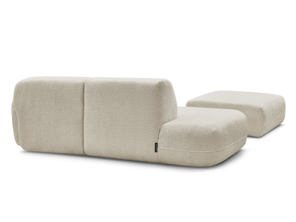 Anda - Canapé D'Angle Fixe Modulable Avec 1 Méridienne, 1 Chauffeuse Bout De Canapé Et 1 Pouf - Angle Droit