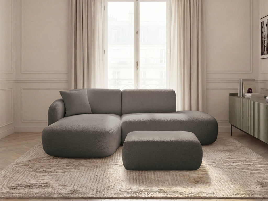 Anda - Canapé D'Angle Fixe Modulable Avec 1 Méridienne, 1 Chauffeuse Bout De Canapé Et 1 Pouf - Angle Gauche