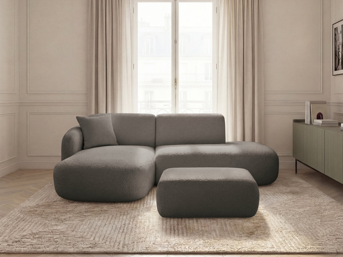 Anda - Canapé D'Angle Fixe Modulable Avec 1 Méridienne, 1 Chauffeuse Bout De Canapé Et 1 Pouf - Angle Gauche