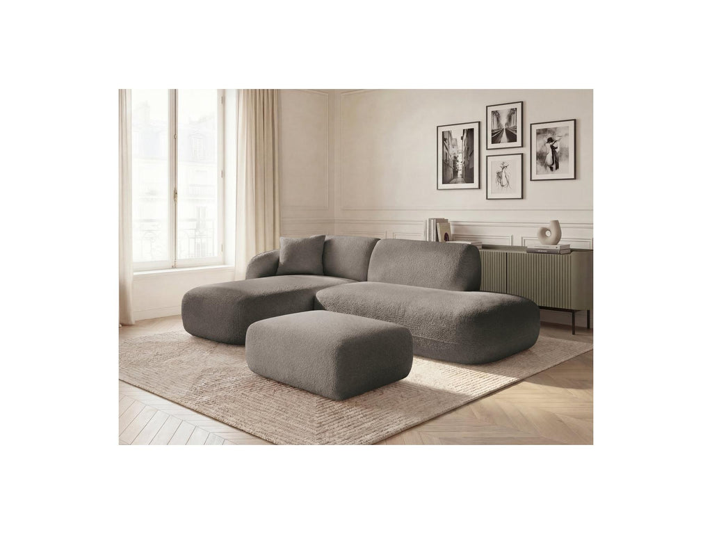 Anda - Canapé D'Angle Fixe Modulable Avec 1 Méridienne, 1 Chauffeuse Bout De Canapé Et 1 Pouf - Angle Gauche