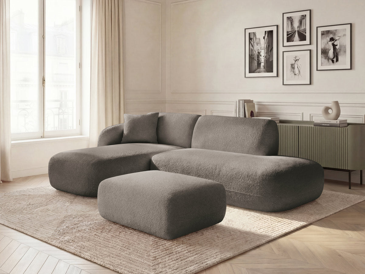 Anda - Canapé D'Angle Fixe Modulable Avec 1 Méridienne, 1 Chauffeuse Bout De Canapé Et 1 Pouf - Angle Gauche