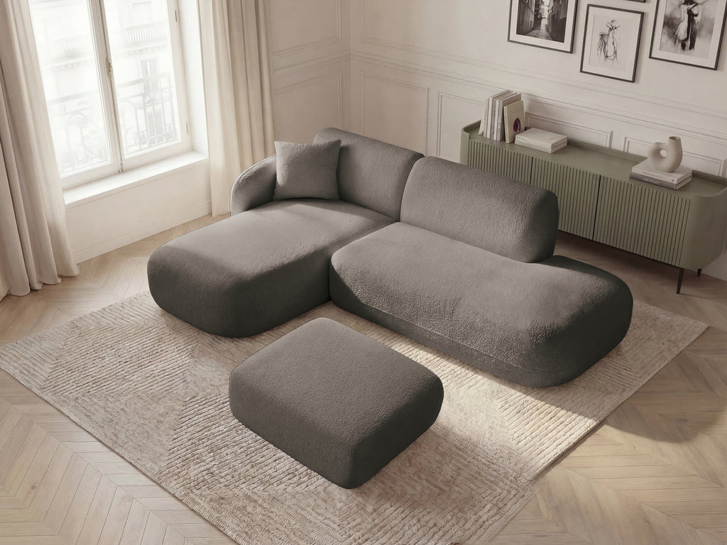 Anda - Canapé D'Angle Fixe Modulable Avec 1 Méridienne, 1 Chauffeuse Bout De Canapé Et 1 Pouf - Angle Gauche