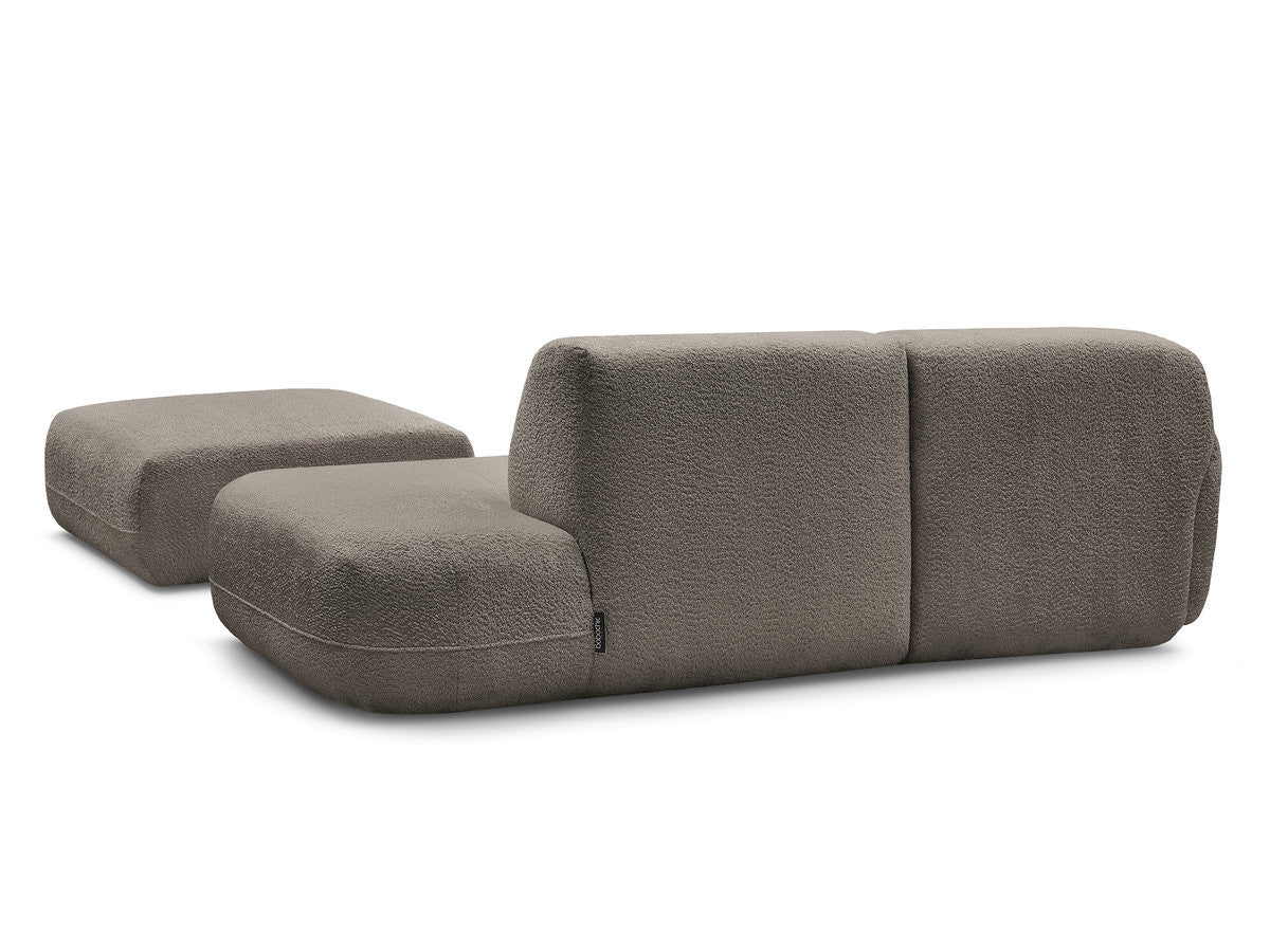 Anda - Canapé D'Angle Fixe Modulable Avec 1 Méridienne, 1 Chauffeuse Bout De Canapé Et 1 Pouf - Angle Gauche