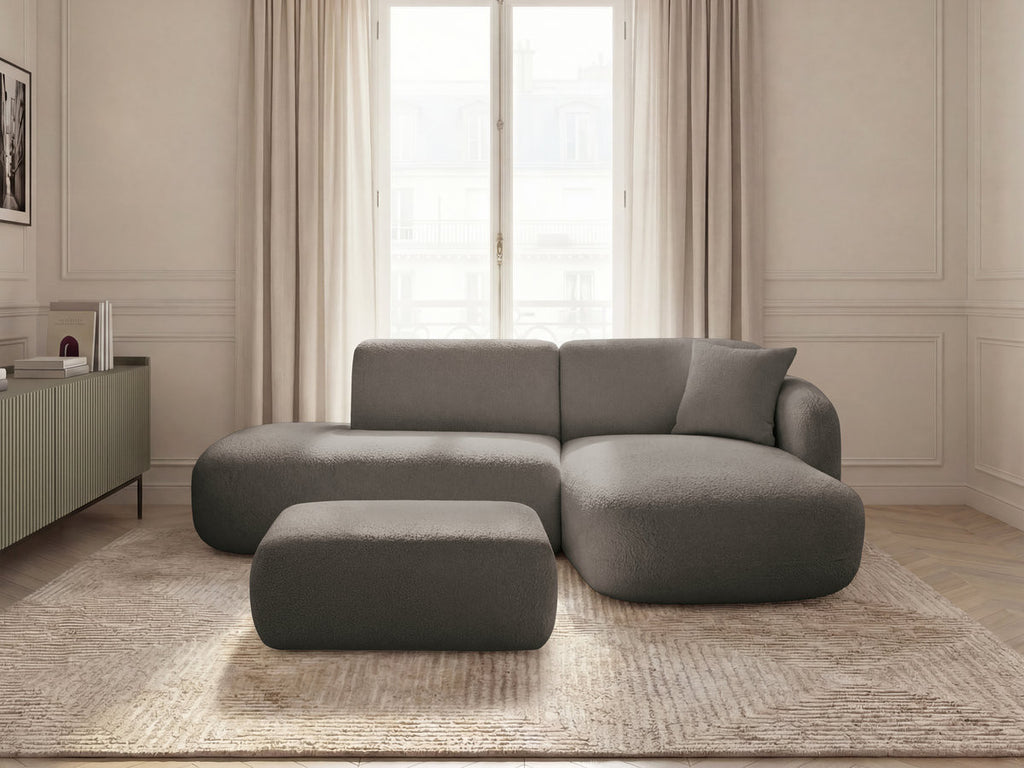 Anda - Canapé D'Angle Fixe Modulable Avec 1 Méridienne, 1 Chauffeuse Bout De Canapé Et 1 Pouf - Angle Droit