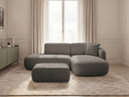 Anda - Canapé D'Angle Fixe Modulable Avec 1 Méridienne, 1 Chauffeuse Bout De Canapé Et 1 Pouf - Angle Droit