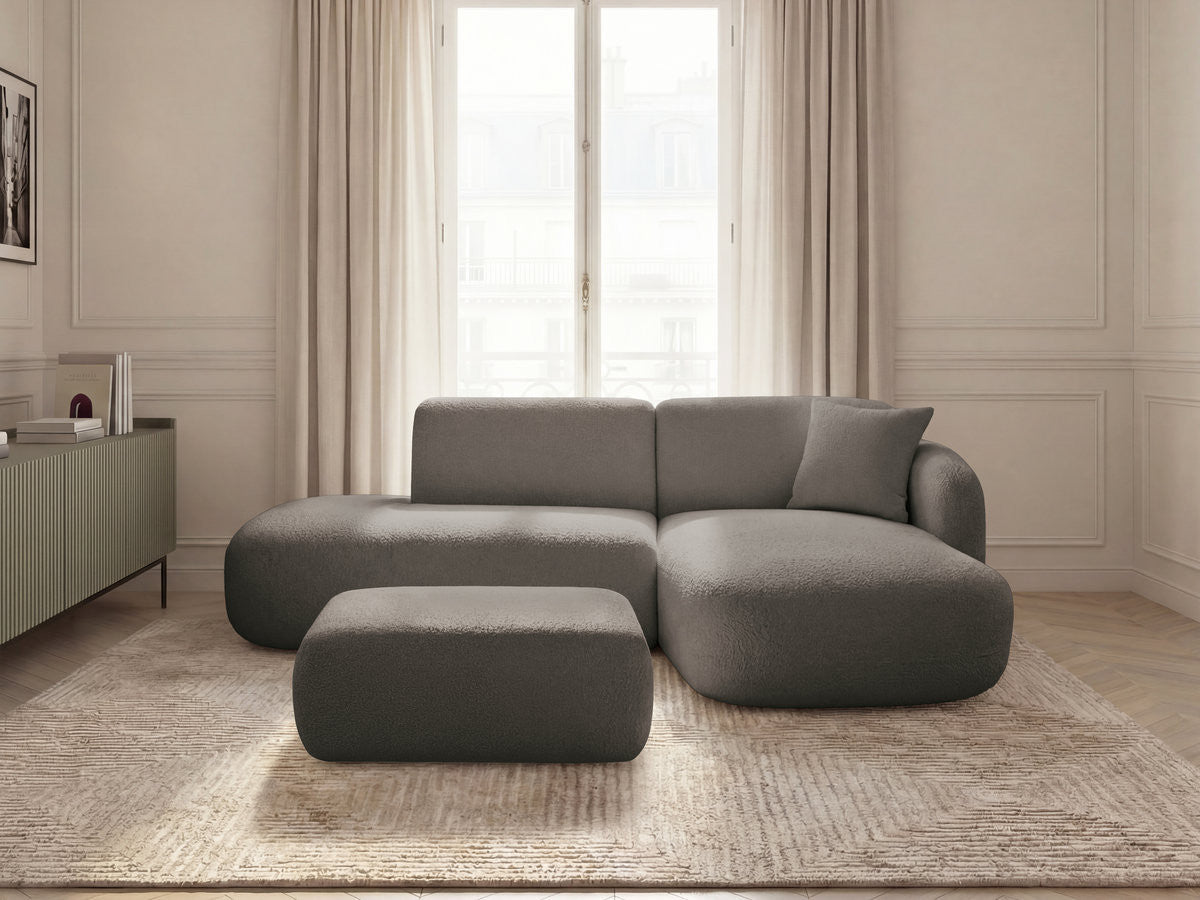Anda - Canapé D'Angle Fixe Modulable Avec 1 Méridienne, 1 Chauffeuse Bout De Canapé Et 1 Pouf - Angle Droit