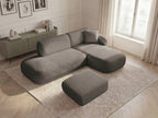 Anda - Canapé D'Angle Fixe Modulable Avec 1 Méridienne, 1 Chauffeuse Bout De Canapé Et 1 Pouf - Angle Droit