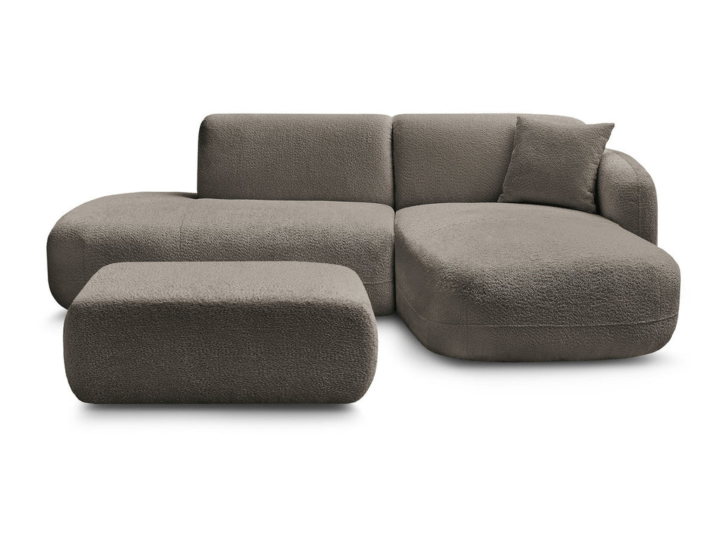 Anda - Canapé D'Angle Fixe Modulable Avec 1 Méridienne, 1 Chauffeuse Bout De Canapé Et 1 Pouf - Angle Droit