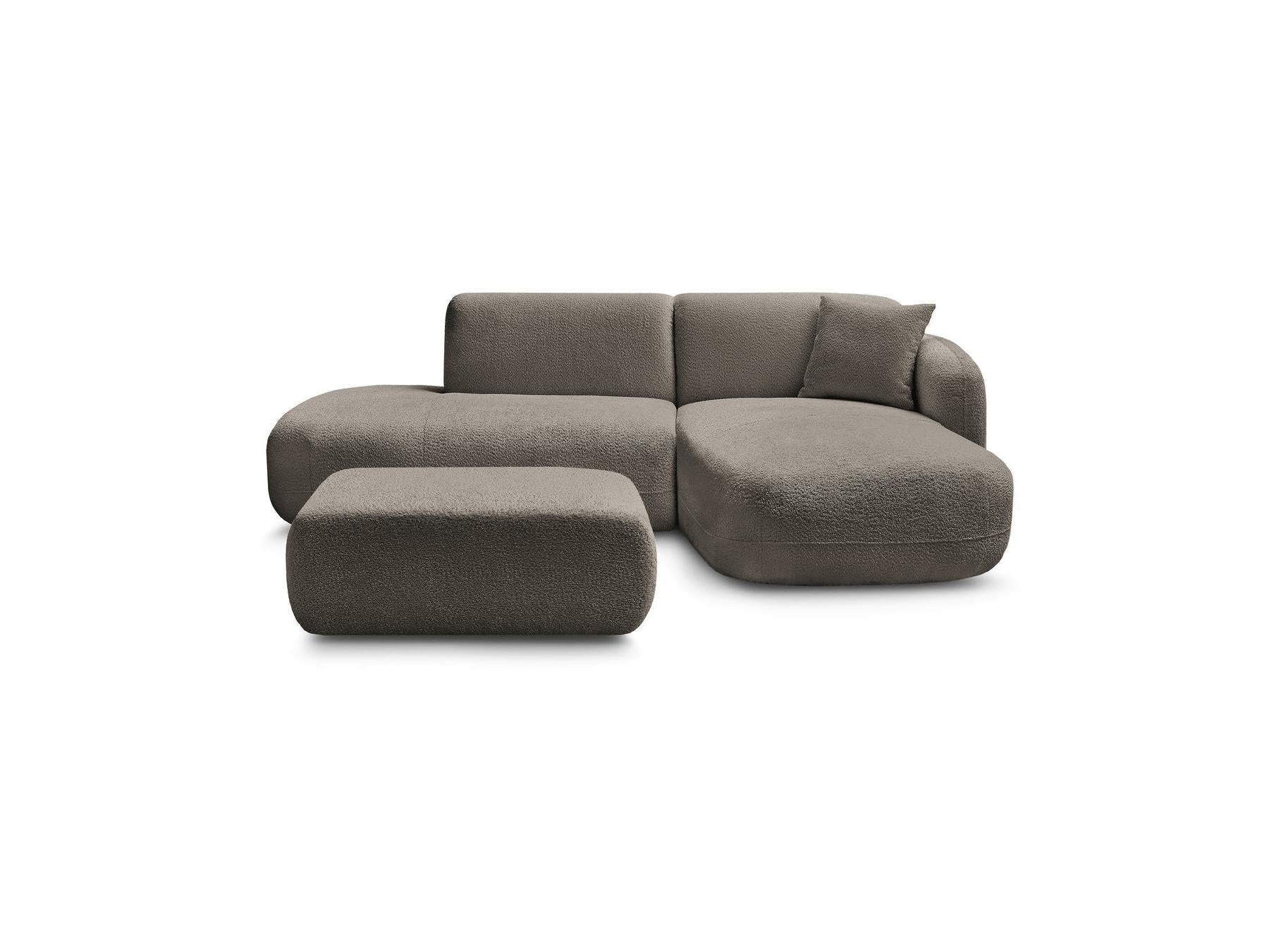 Anda - Canapé D'Angle Fixe Modulable Avec 1 Méridienne, 1 Chauffeuse Bout De Canapé Et 1 Pouf - Angle Droit