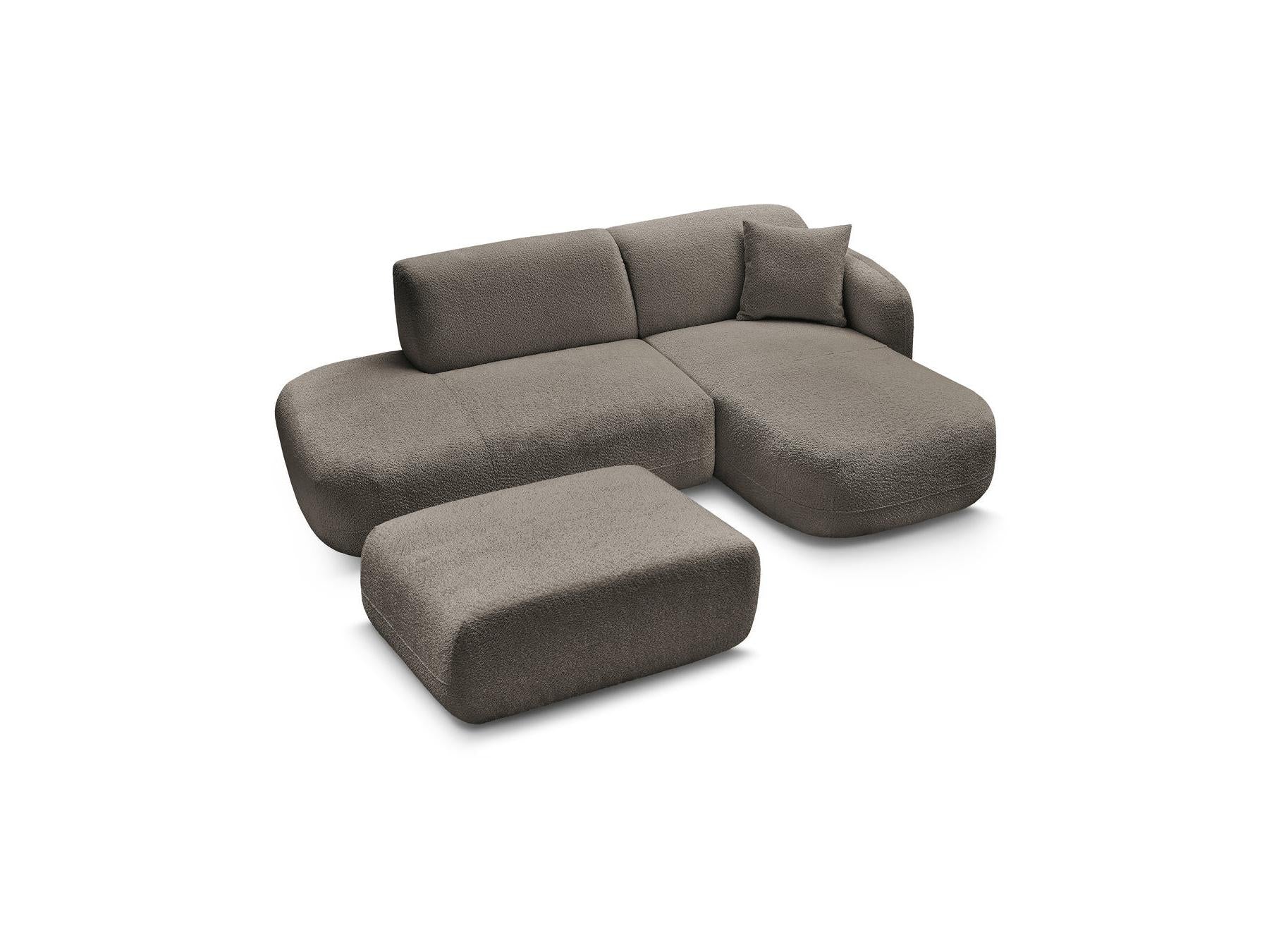Anda - Canapé D'Angle Fixe Modulable Avec 1 Méridienne, 1 Chauffeuse Bout De Canapé Et 1 Pouf - Angle Droit