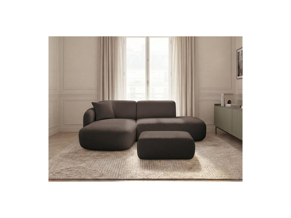 Anda - Canapé D'Angle Fixe Modulable Avec 1 Méridienne, 1 Chauffeuse Bout De Canapé Et 1 Pouf - Angle Gauche