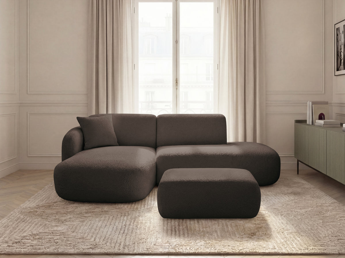 Anda - Canapé D'Angle Fixe Modulable Avec 1 Méridienne, 1 Chauffeuse Bout De Canapé Et 1 Pouf - Angle Gauche