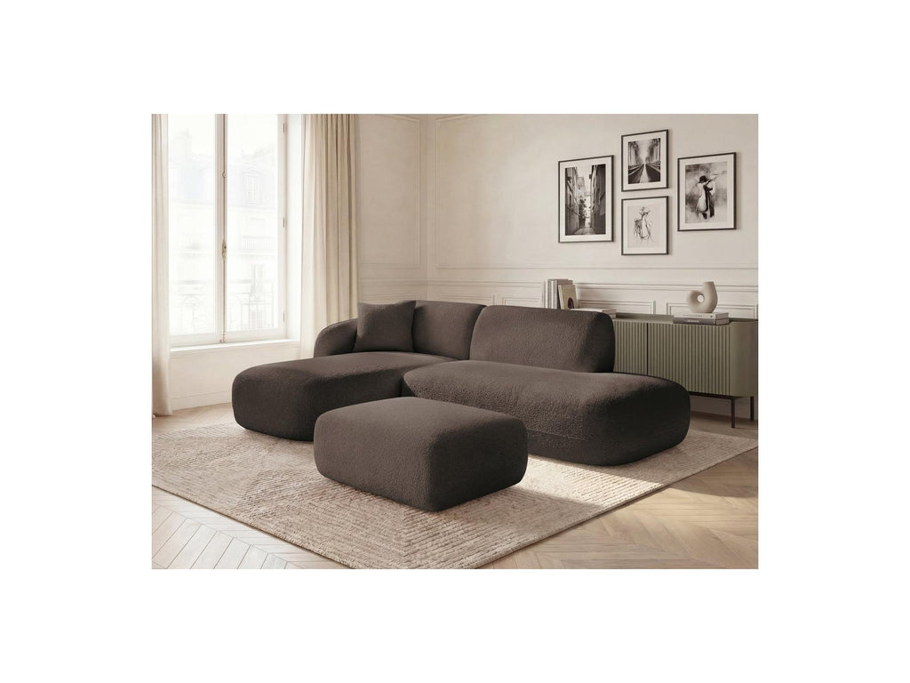 Anda - Canapé D'Angle Fixe Modulable Avec 1 Méridienne, 1 Chauffeuse Bout De Canapé Et 1 Pouf - Angle Gauche