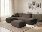 Anda - Canapé D'Angle Fixe Modulable Avec 1 Méridienne, 1 Chauffeuse Bout De Canapé Et 1 Pouf - Angle Gauche