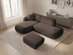 Anda - Canapé D'Angle Fixe Modulable Avec 1 Méridienne, 1 Chauffeuse Bout De Canapé Et 1 Pouf - Angle Gauche