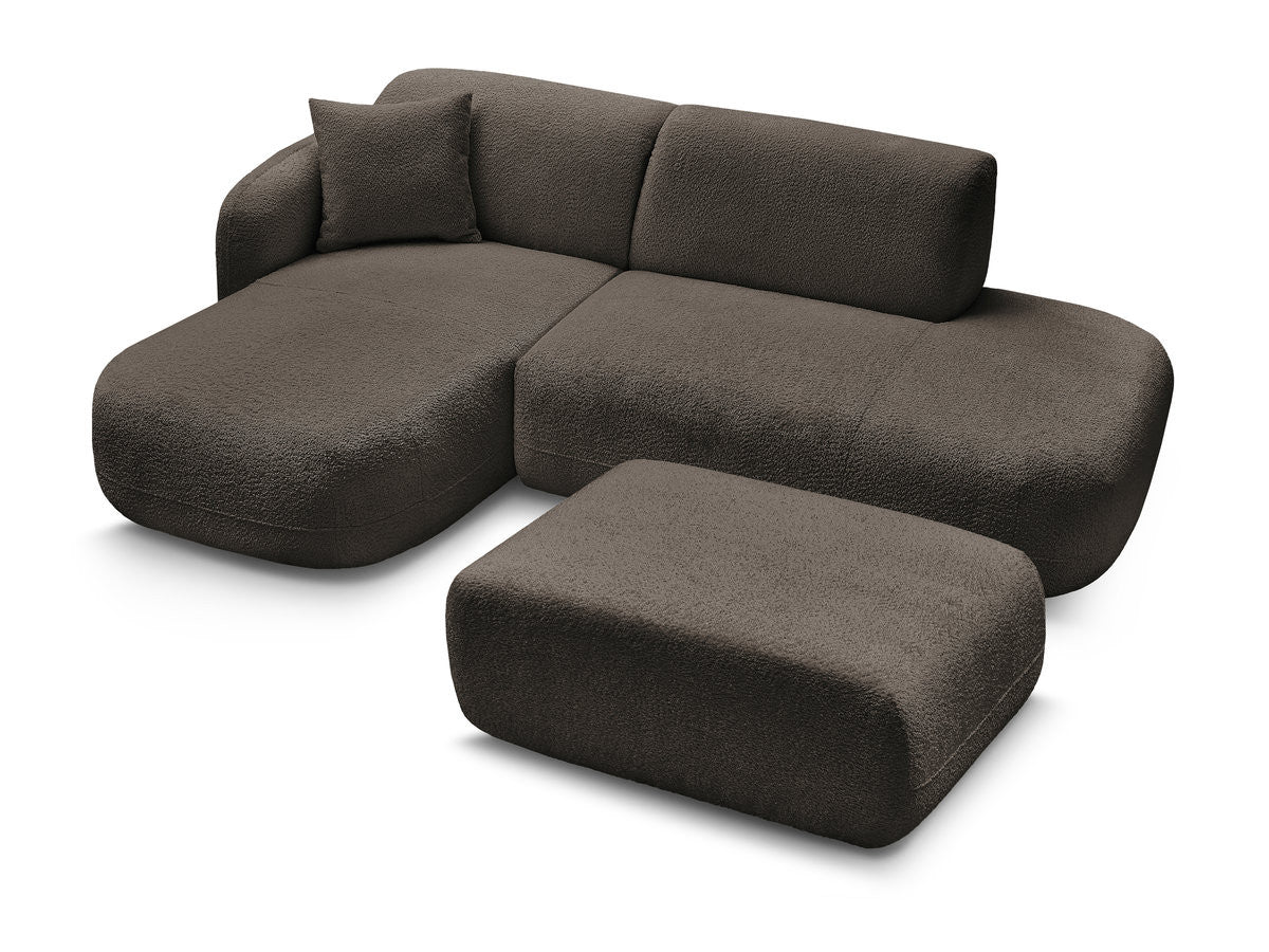 Anda - Canapé D'Angle Fixe Modulable Avec 1 Méridienne, 1 Chauffeuse Bout De Canapé Et 1 Pouf - Angle Gauche
