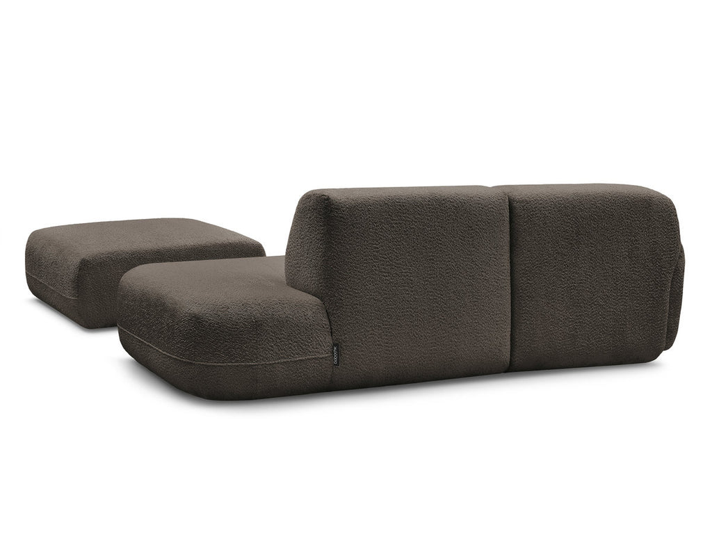 Anda - Canapé D'Angle Fixe Modulable Avec 1 Méridienne, 1 Chauffeuse Bout De Canapé Et 1 Pouf - Angle Gauche