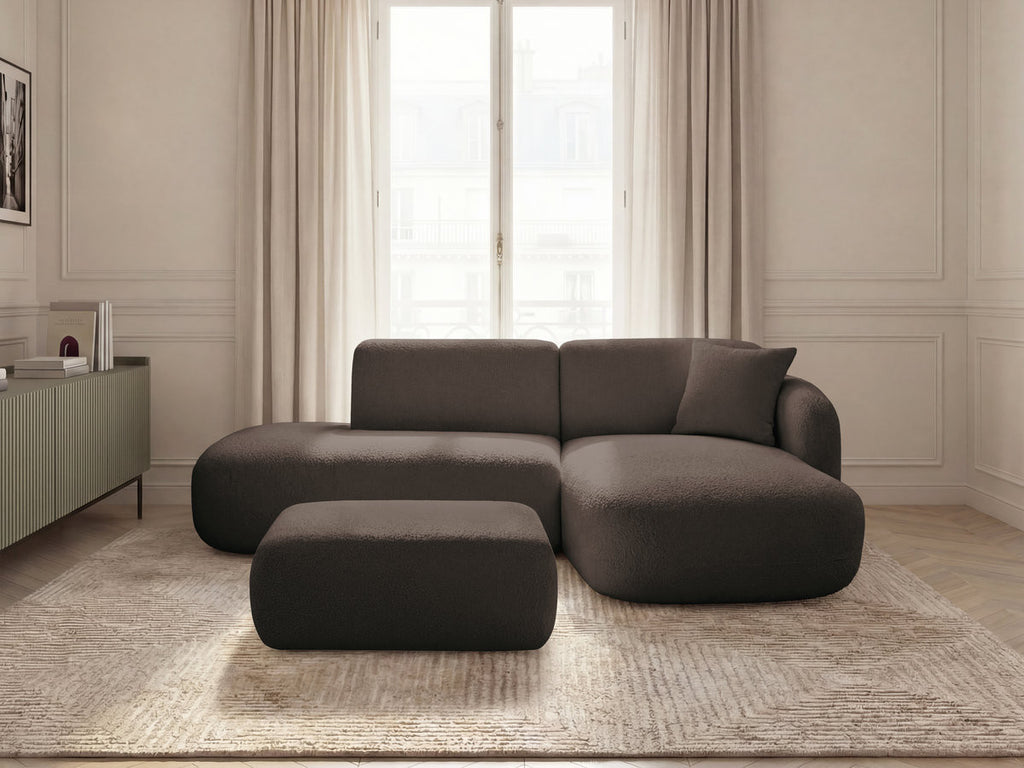 Anda - Canapé D'Angle Fixe Modulable Avec 1 Méridienne, 1 Chauffeuse Bout De Canapé Et 1 Pouf - Angle Droit