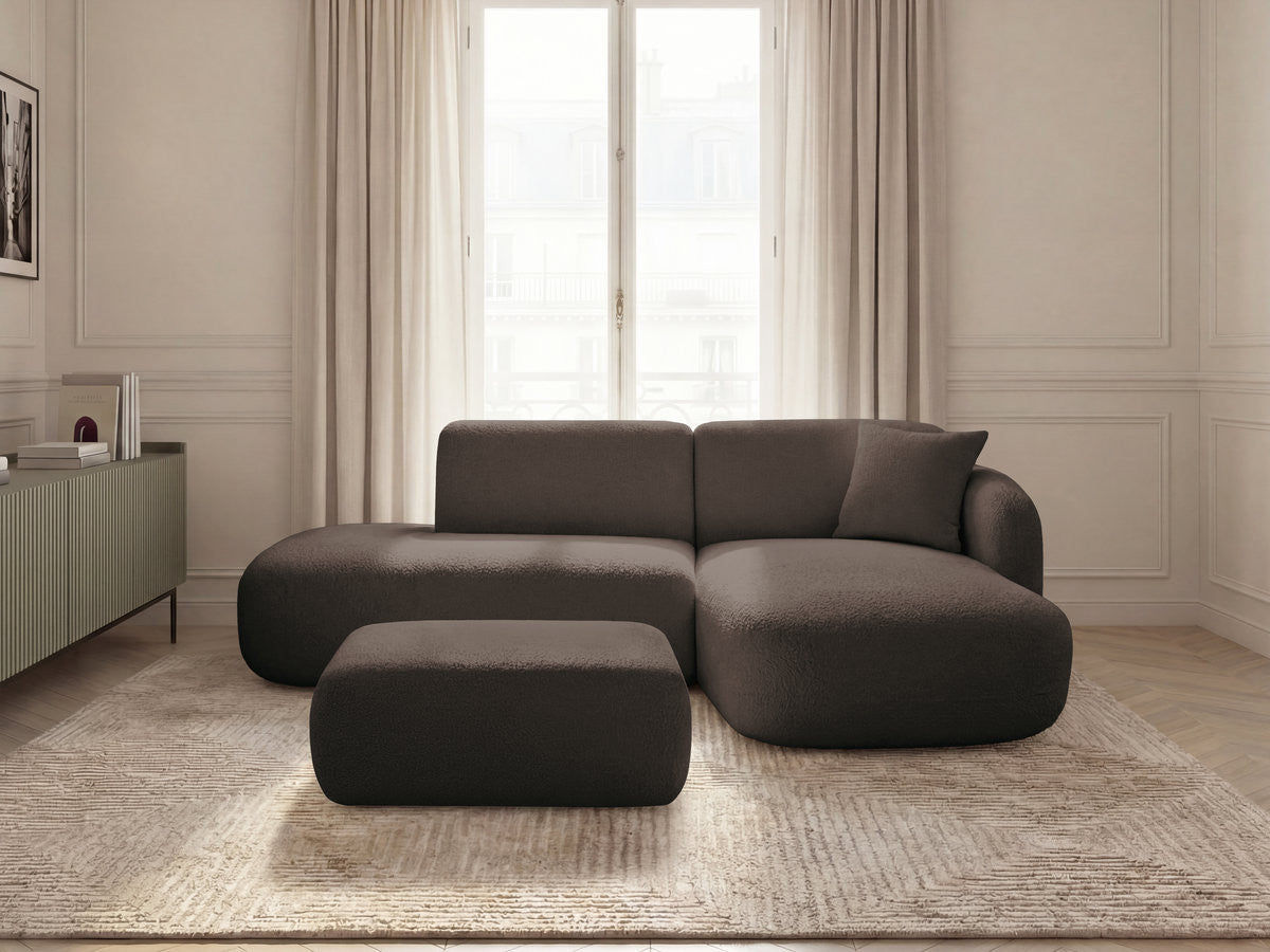 Anda - Canapé D'Angle Fixe Modulable Avec 1 Méridienne, 1 Chauffeuse Bout De Canapé Et 1 Pouf - Angle Droit