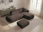 Anda - Canapé D'Angle Fixe Modulable Avec 1 Méridienne, 1 Chauffeuse Bout De Canapé Et 1 Pouf - Angle Droit