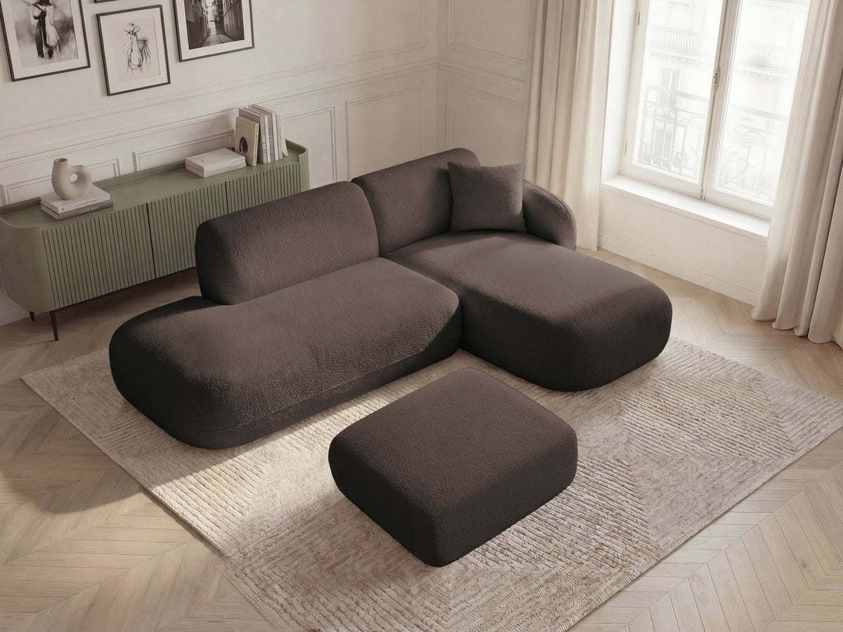 Anda - Canapé D'Angle Fixe Modulable Avec 1 Méridienne, 1 Chauffeuse Bout De Canapé Et 1 Pouf - Angle Droit